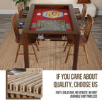 63" Solid Wood Board Game Table for Gaming/Dining, Removable Top | Gaming Table for 4–6 Players with 54" x 30.7" Play Area, Neoprene Play Mat, Leaf Storage Rack, 6 Cup Holders & Trays, Walnut