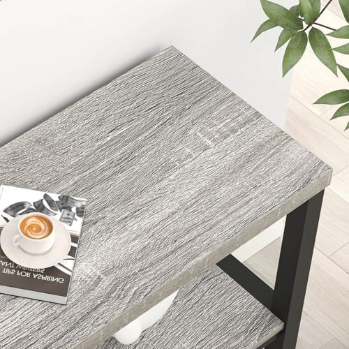 FOLUBAN Console Tables for Entryway, Sofa Table with 3 Tier Storage for Living Room Hallway Foyer Behind Couch, Rustic Light Grey