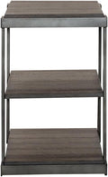 Pemberly Row 3-Piece Living Room Table Set, Metal Frame and Gray Wirebrush Finish, Includes Oval Cocktail Table with Casters and 2 Tiered End Tables, Open Shelf Design, Modern Coffee Table Set