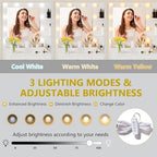Vanity Desk with Mirror and Lights, Makeup Vanity Table Set with 5 Storage Drawers, Power Outlet & Chair, Small Dressing Table with RGB Ambient Light, Adjustable Brightness for Girls Bedroom, White