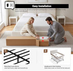 Queen Upholstered Bed Frame w/ Channel Headboard, Cloud Platform Bed Frame
