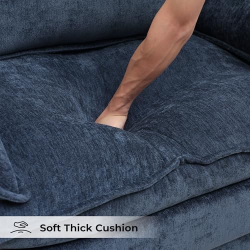 Modern Oversized Accent Chairs Set of 2,Chenille Cloud Sofa Chair with Deep Seat,Upholstered Armchair with Extra Thick,Comfy accent chairs Reading Chairs for Living Room Bedroom Apartment BLUE