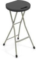 GYMAX Folding Stool, 28in Portable Collapsible Bar Stool with Handle & Steel Frame, 330lbs Sturdy Foldable Lightweight Metal Chair for Outdoor/Indoor Kitchen Home Bar, Assembly Free (Set of 1, 28inch)
