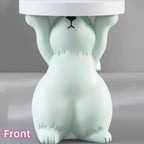 Side Table for Couch, Cute Style Rabbit Shape End Table, Living Room Decor with Resin Materials, Modern Side Table, Animal Entryway Table for Reception(White)