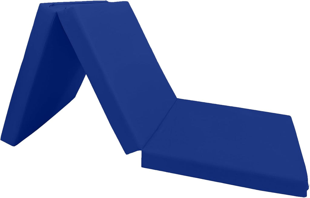 D&D Futon Furniture Trifold Foam Beds, Floor Tri-Fold Bed, Foldable Shikibuton Mattress Cushion Topper Mat for Space Saving Sleepover 3x27x75 in, Royal Blue