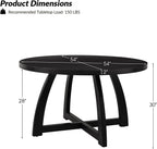 HULALA HOME 54 inch Round Dining Table for 6 People，Mid-Century Modern Solid Wood Circle Dinner Tables for Small Spaces Dining Room Living Room Kitchen, Black