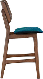 New Classic Furniture Oscar Wood Counter Chair with Teal Cushion (Set of 4), Walnut