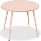 Best Choice Products Round 35.5in Dining Table for 4 w/Sturdy Wood Finish Steel Legs, Mid Century Modern, Space-Saving, Small Space Circle Dinette for Home, Kitchen, Apartment - Pink