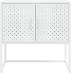 White Steel Sideboard with Adjustable Levelers, Modern Rectangular Storage Cabinet for Living Room and Dining Room, Sturdy Powder-Coated Steel Construction, Sleek Minimalist