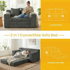 Couch, Loveseat Sleeper Sofa Bed – 3-in-1 Convertible Couch Bed with Side Pockets & Handle,Pull Out Corduroy Futon for Small Space,Living Room & Bedroom,2 Pillows Included,No Assembly