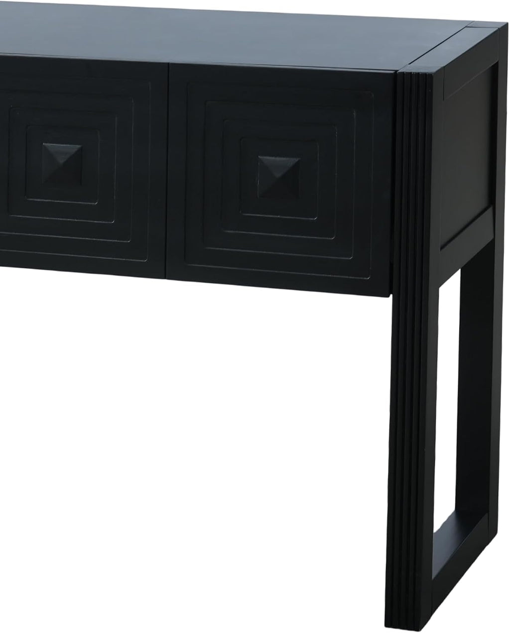 55 Inch Console Table with Geometric Carved Front | Pine wood and MDF build, 54.9 in sofa table, geometric carved front, soft-close storage, for entryway, living room, hallway
