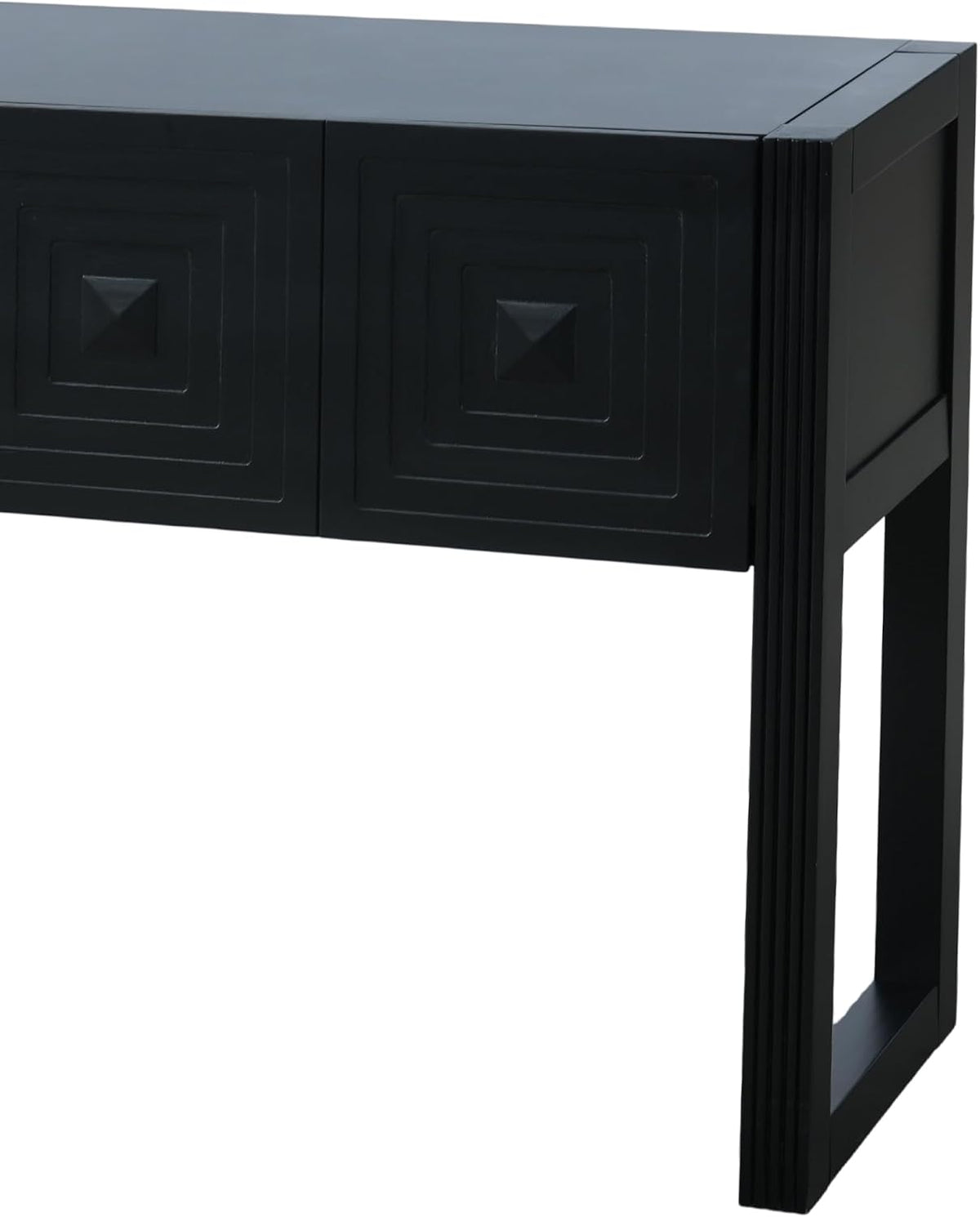 55 Inch Console Table with Geometric Carved Front | Pine wood and MDF build, 54.9 in sofa table, geometric carved front, soft-close storage, for entryway, living room, hallway