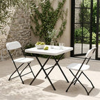 Folding Table Set with 2 Pack Folding Chairs, No Assembly Portable Event Table and Chairs Set, Heavy Duty Foldable Card Table and Chairs for Outdoor, Camping, Patio, Picnic, Dining, Indoor(White)