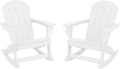 HDPE Laguna Outdoor Rocking Poly Adirondack Chair (Set of 2), White