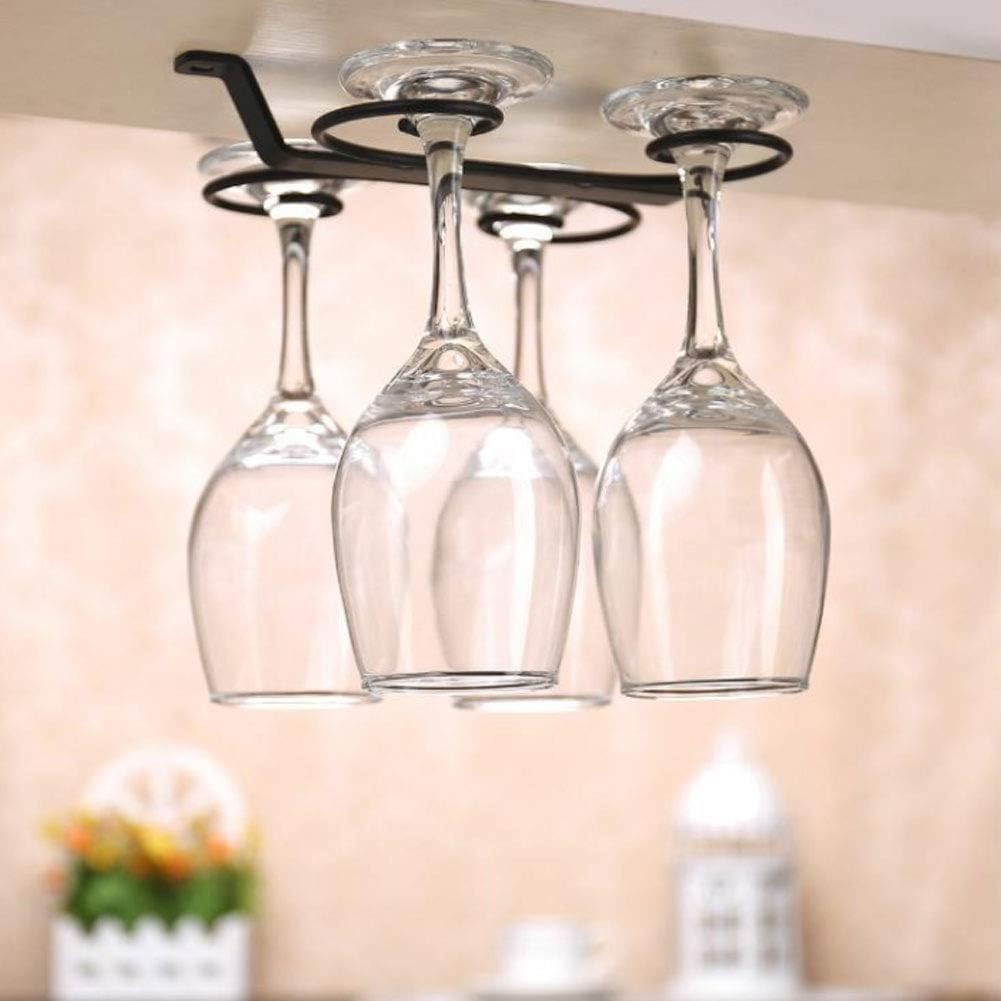 Wall Mounted Wine Glass Rack, Elegant Upside Down Holder with Space Saving Design for Kitchen Bar Decor Iron Material Black White