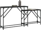 Nesting Console Tables 2 pcs Black Engineered Wood | Space-Saving Nesting Design, Sturdy Metal Frame, Easy to Clean, Versatile for Living Room, Hallway, Office