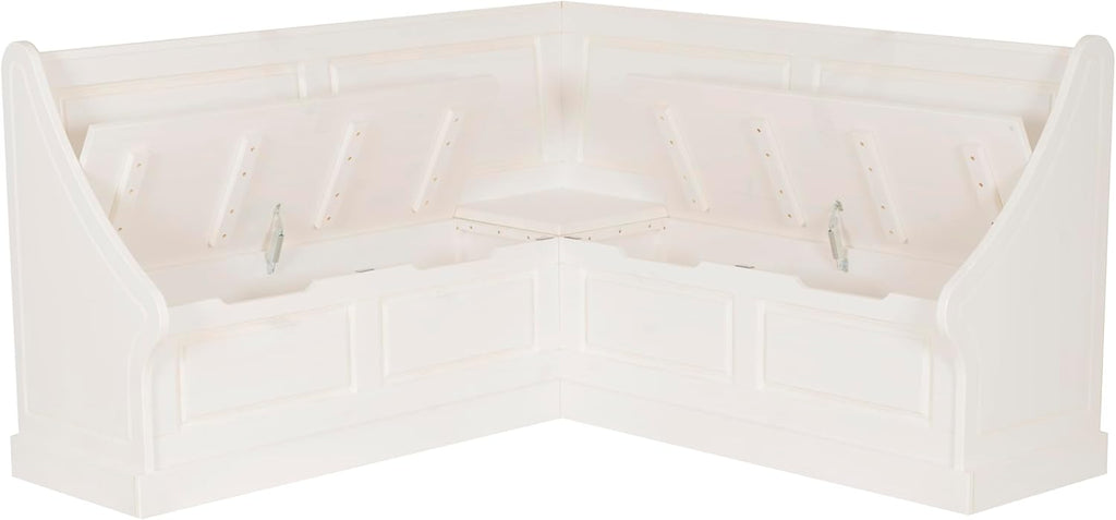 Linon Harris White Corner Breakfast Nook - Nook Only, Table is NOT included! 20.88D x 61.88W x 36.63H in