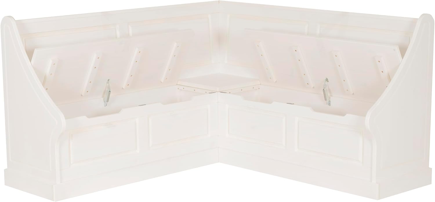 Linon Harris White Corner Breakfast Nook - Nook Only, Table is NOT included! 20.88D x 61.88W x 36.63H in