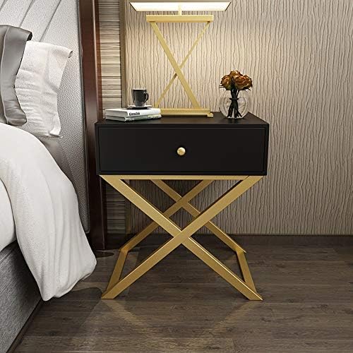 Telephone Table, Bedside Table with 1 Drawer Storage Rack Living Room Sofa Side Table Telephone Table L40W41.5H59CM(Color:Black)