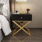 Telephone Table, Bedside Table with 1 Drawer Storage Rack Living Room Sofa Side Table Telephone Table L40W41.5H59CM(Color:Black)