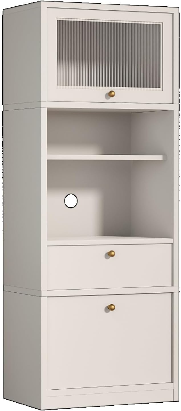 71" Freestanding Kitchen Pantry Cabinet Tall Food Pantries w/Doors&Cabinets for Dining Room, Modern Kitchenware Server Utility Organizer w/Adjustable Shelves,Microwave Stand & Open Countertop for Home