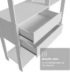 Madesa Kitchen Pantry Storage Rack with 2 Drawers, 7 Shelves and Hanging Space 51" L Multiuse Modular Cabinet for Kitchen Organization - White