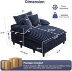 WESTSETLUX 54.8" W Oversized Chaise Lounge Chair Indoor with 5-Position Adjustable Backrest, Plush Sleeper Sofa Bed with Pillows, Upholstered Cloud Couch Chair for Living Room, Study Room, Navy Blue