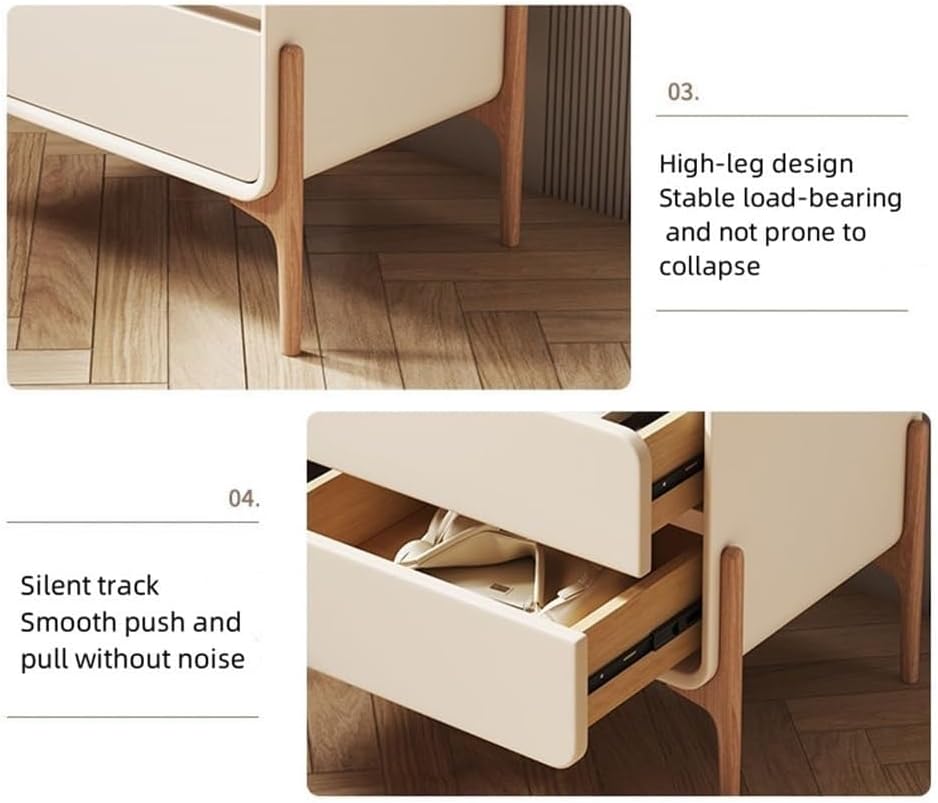 Modern Two-Drawer Bedside Table Free Installation Boudoir Storage Cabinet Stylish and Practical Bedside Storage All Occasion(Brown,40 cm)