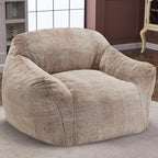 Homguava Giant Bean Bag Chairs for Adults,Large Bean Bag Couch with Arms | Big Beanbag Chair with Memory Foam Filled,Oversized Bean Bag Sofa,Faux Fur Floor Sofa Chair for Bedroom Living Room-Khaki