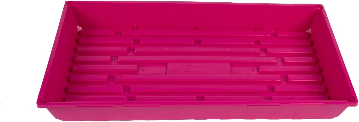 SUNPACK 10" x 20" Mega Plastic Seed Starting Tray, Magenta, 2.5" - No Drainage Holes, Ideal for Greenhouses or Indoor Gardening - Made of Thick, Strong Plastic