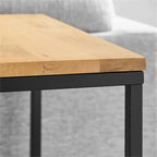 Pemberly Row Contemporary Square Wood and Metal Side Table, Solid Mango Wood Top, Powder-Coated Metal Frame, Oak Finish, 16.1 x 16.1 x 18.5 in, Non-Marking Floor Glides, Modern Accent Table for
