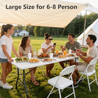 Folding Table 2 Pack, 6 FT Foldable Plastic Table with Carrying Handle, Heavy Duty Portable Fold-in-Half Utility Table for Party, Camping, Banquet, Craft, Wedding, Indoor & Outdoor Use