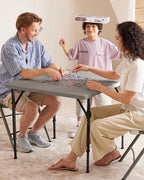 FanttikOutdoor Folding Card Table 34" Square, 2 Heights, Picnic Party Game | Fold-in-Half Utility Plastic Portable Table with Collapsible Legs & Carrying Handle, Heavy Duty, Zeta S4 Pro