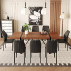 9 Piece Dining Table Set, 86.6'' Dining Table Set for 8,Wooden Table with Chairs Set, Ideal for Home, Kitchen Room & Conference Area