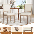 Dining Chair Set of 6, Mid Century Modern Upholstered Dining Room Chairs, Fabric High Back Kitchen Chairs with Nailhead Trim and Wood Legs for Living Room Kitchen Restaurant, Beige