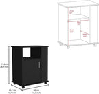 Lower Microwave Cabinet, Black - Compact Kitchen Storage with Open Shelves