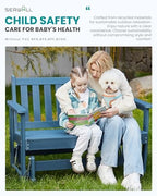 SERWALL 2 Person Patio Glider Bench, HDPE All Weather Swinging Bench, Navy