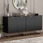 Modern Sideboard Buffet with Storage, Set of 2 Modular Cabinets, Black