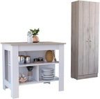 8-Shelf 2-Door Kitchen Island and Pantry Cabinet Set | Includes 8 shelves and 2 doors for expanded storage capacity
