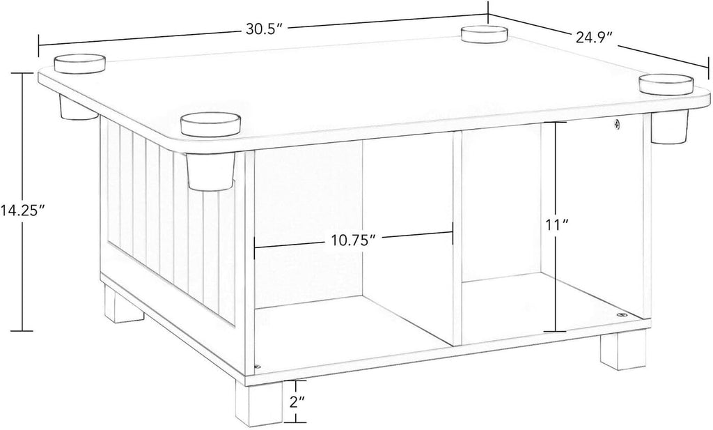 RiverRidge Kids Activity Table with Storage Cubbies, Cups and 2 Taupe Bins | Playroom Toddler Sensory Art Craft Table, 4 Toy Organization Shelves, 4 Multi-purpose cups, 2 Fabric Folding Cubes, Ages 2-4