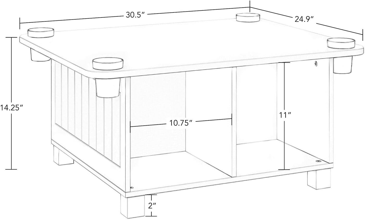 RiverRidge Kids Activity Table with Storage Cubbies, Cups and 2 Taupe Bins | Playroom Toddler Sensory Art Craft Table, 4 Toy Organization Shelves, 4 Multi-purpose cups, 2 Fabric Folding Cubes, Ages 2-4