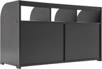 Storage Organizer Countertop Cabinet Bamboo Kitchen Pantry Sideboard Freestanding Kitchen Cabinet Top Floor Open Design 26.4 * 9.8 * 15.3in Adjustable Shelf Height with Cupboard Doors
