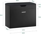 SoBuy Small Shoe Bench, Narrow Shoe Cabinet with Folding Padded Seat, Small Space Shoe Rack, Black 23.6" x 11.8" x 19.3"