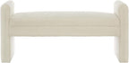 24KF Modern Upholstered Bed Bench Covered with Soft Boucle Teddy Fabric, Lovely Entryway Bench Ottoman with Armrest,5062-Cream