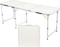 6FT Folding Dining Table, Portable Aluminum Picnic Table with Adjustable Height, Foldable Lightweight Collapsible Camp Table Desk with Carrying Handle for Indoor Outdoor Activities Events