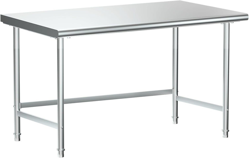 Treshin Open Base Stainless Steel Table 24" X 48" | Commercial Heavy Duty Prep & Work Table for Kitchen, Restaurant, Home, Hotel, Laundry