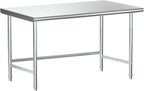 Treshin Open Base Stainless Steel Table 24" X 48" | Commercial Heavy Duty Prep & Work Table for Kitchen, Restaurant, Home, Hotel, Laundry