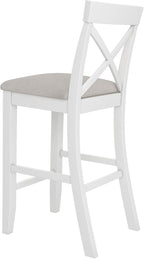 LUMISOL 3 Piece Pub Table and Chair Set, Small Wood Counter Height Bar Table Set for 2, Breakfast Nook Table Set, 3 Piece High Top Dining Table for Kitchen, White + Beige