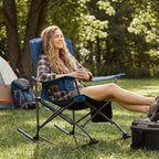 Portal Folding Outdoor Rocking Camping Chair, 350LBS Portable Rocker | 10s Fold, Compact Carry Bag, 24" Padded Back, Cup Holder, Side Pocket, 600D Polyester