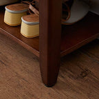 XKZG Shoe Rack Bench Wooden Shoe Storage Bench Entryway Bench, Brown, 39.4" | Rubber wood, Shoe Bench for Entryway, Living Room, Bedroom, Balcony, 39.4"W x 11.8"D x 16.5"H